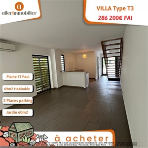 villa à la vente -   97411  LA PLAINE SAINT PAUL, surface 69 m2 vente villa - UBI421969255